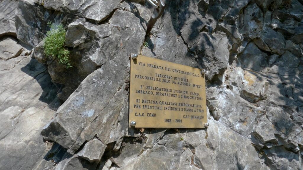 placca via ferrata del centenario del Monte Grona