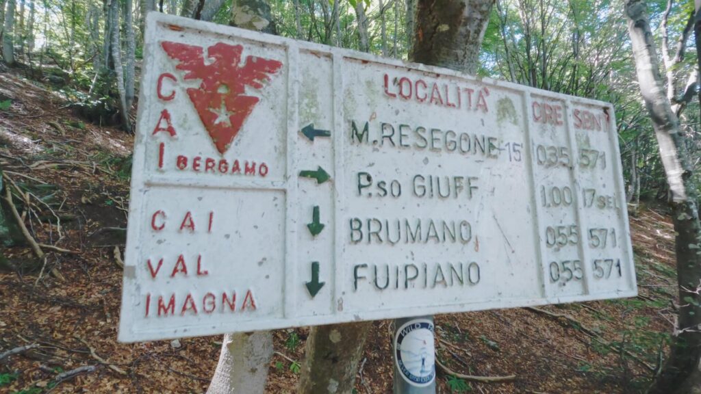 cartello cai con indicazione Passo del Giuff