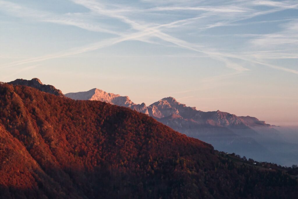 Grigna e Grignetta la tramonto dal Pizzo di GIno