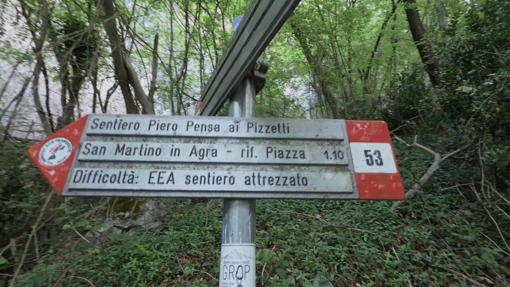 Indicazioni sentiero Pizzetti