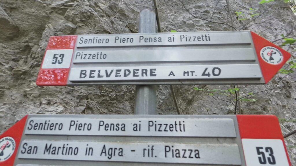Indicazioni sentiero Pizzetti