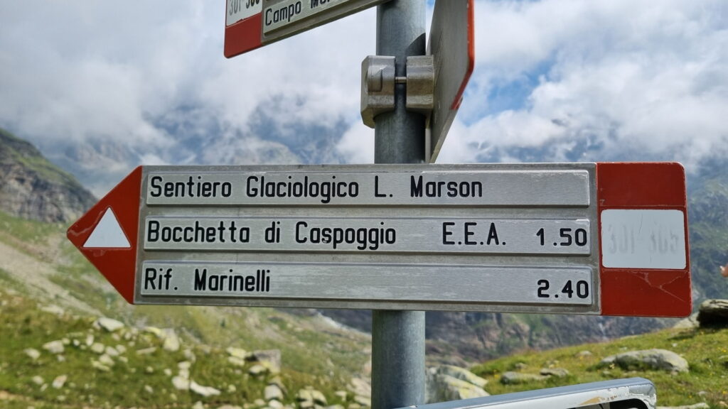 Indicazioni sentiero Glaciologico Marson